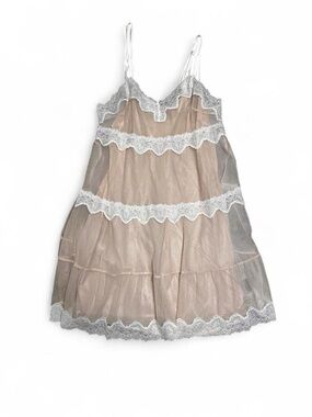 Y2K Victoria’s Secret Lace Trim Slip Dress in Blush and Cream